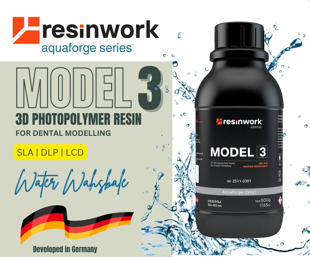 Resinwork Model 3 Aquaforge (grey) - IPA & Water washable 3D photopolymer resin (1 kg)